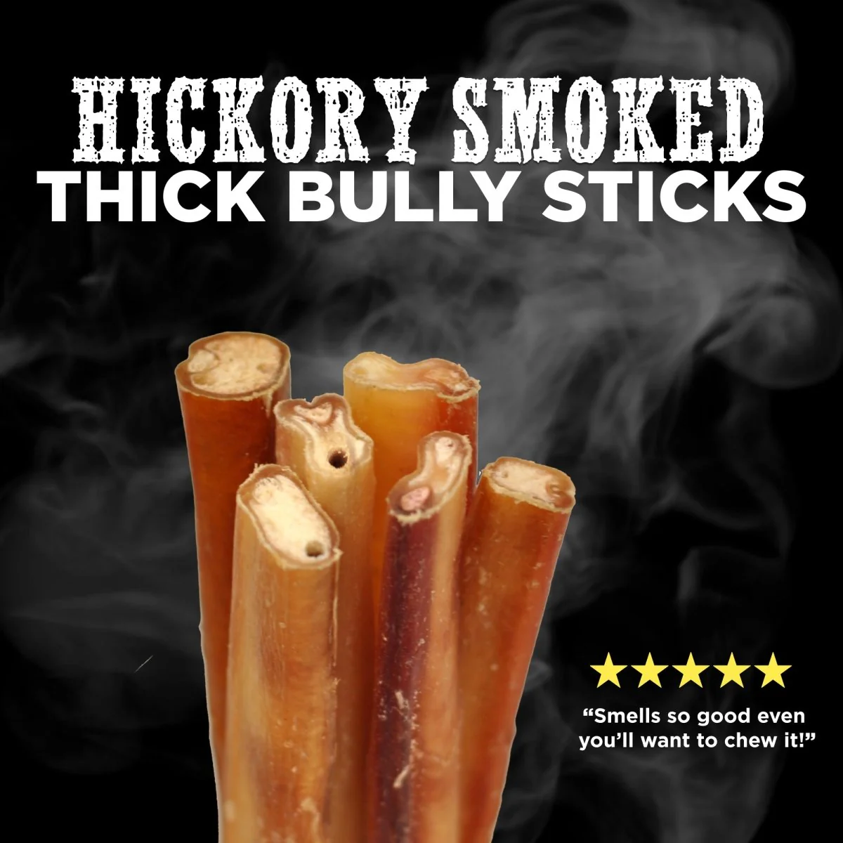 6-Inch Thick Hickory Smoked Bully Stick 6 Pack - Image 5