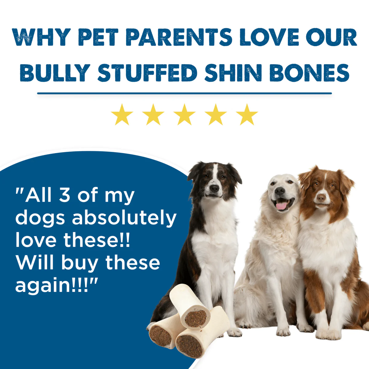 Bully Stuffed Shin Bone (3 Pack) - Image 5